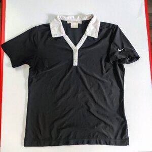 Nike Golf Dri-fit V-neck short sleeve polo shirt black women's size S (4-6)